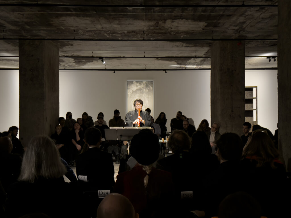 Newsletter Image copyright Minwoo Kim Reison Kuroda playing Shakuhachi at The Feuerle Collection
